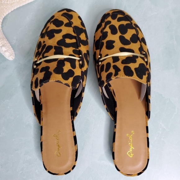 Camel Black Leopard Mule Flats - Picture 8 of 8